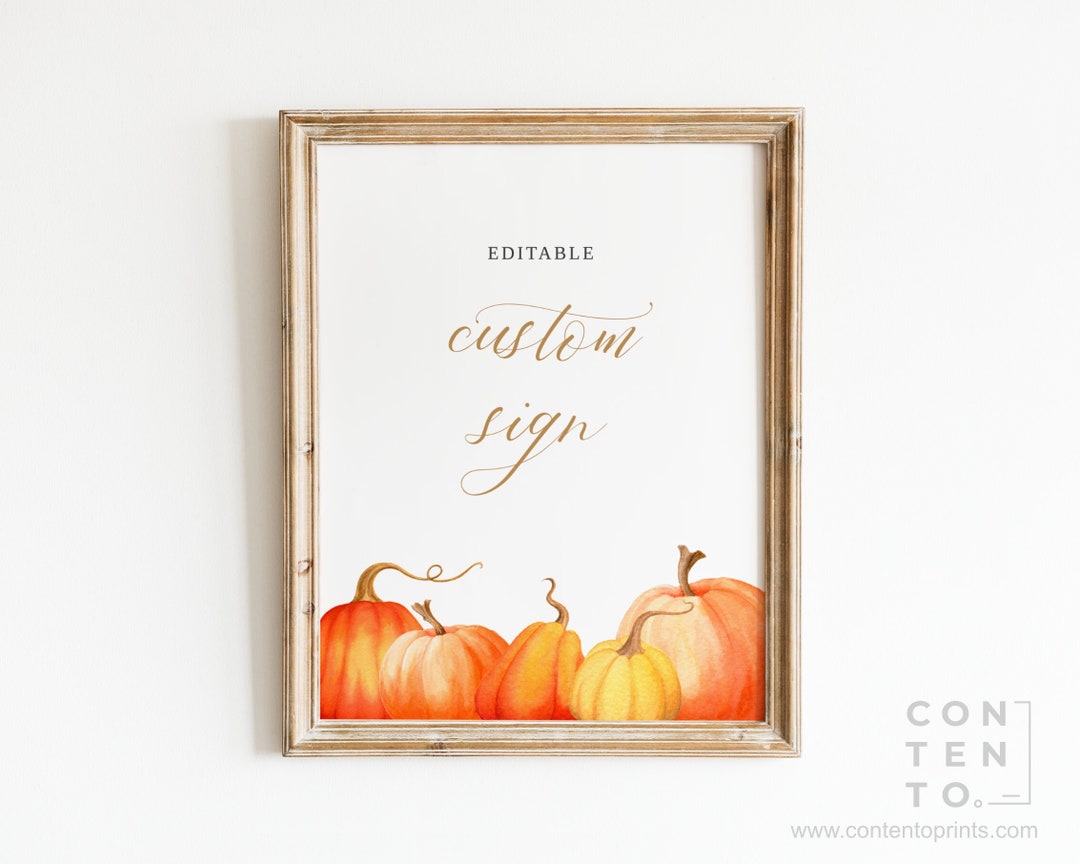 EDITABLE Pumpkin Sign Template Baby Shower Sign 0015AA - Etsy