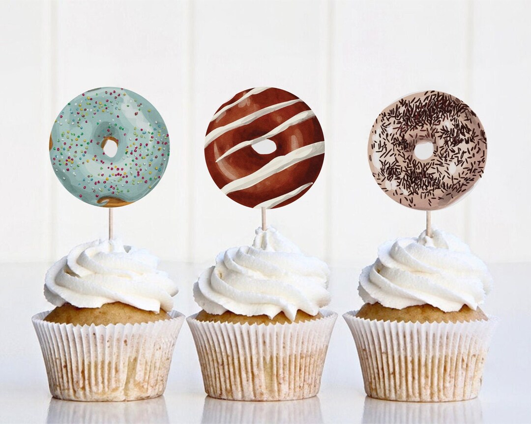 PRINTABLE Donut Cupcake Toppers Template, 0029AA - Etsy
