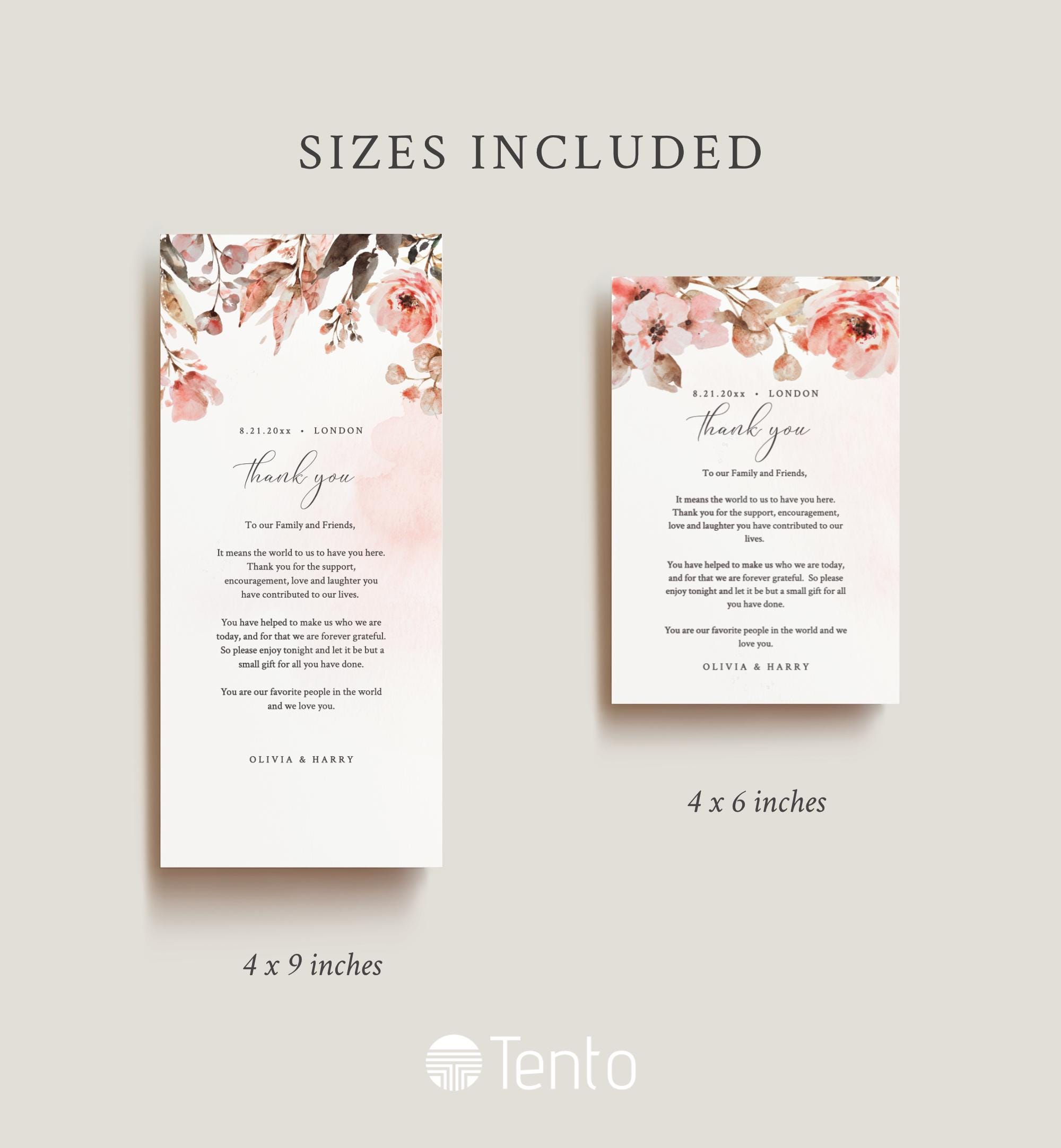 EDITABLE | Floral Thank You Card Template, 0025AA - Etsy