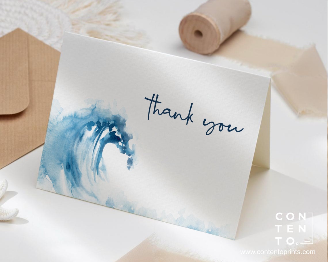 EDITABLE Ocean Thank You Card Template 0012AA Etsy