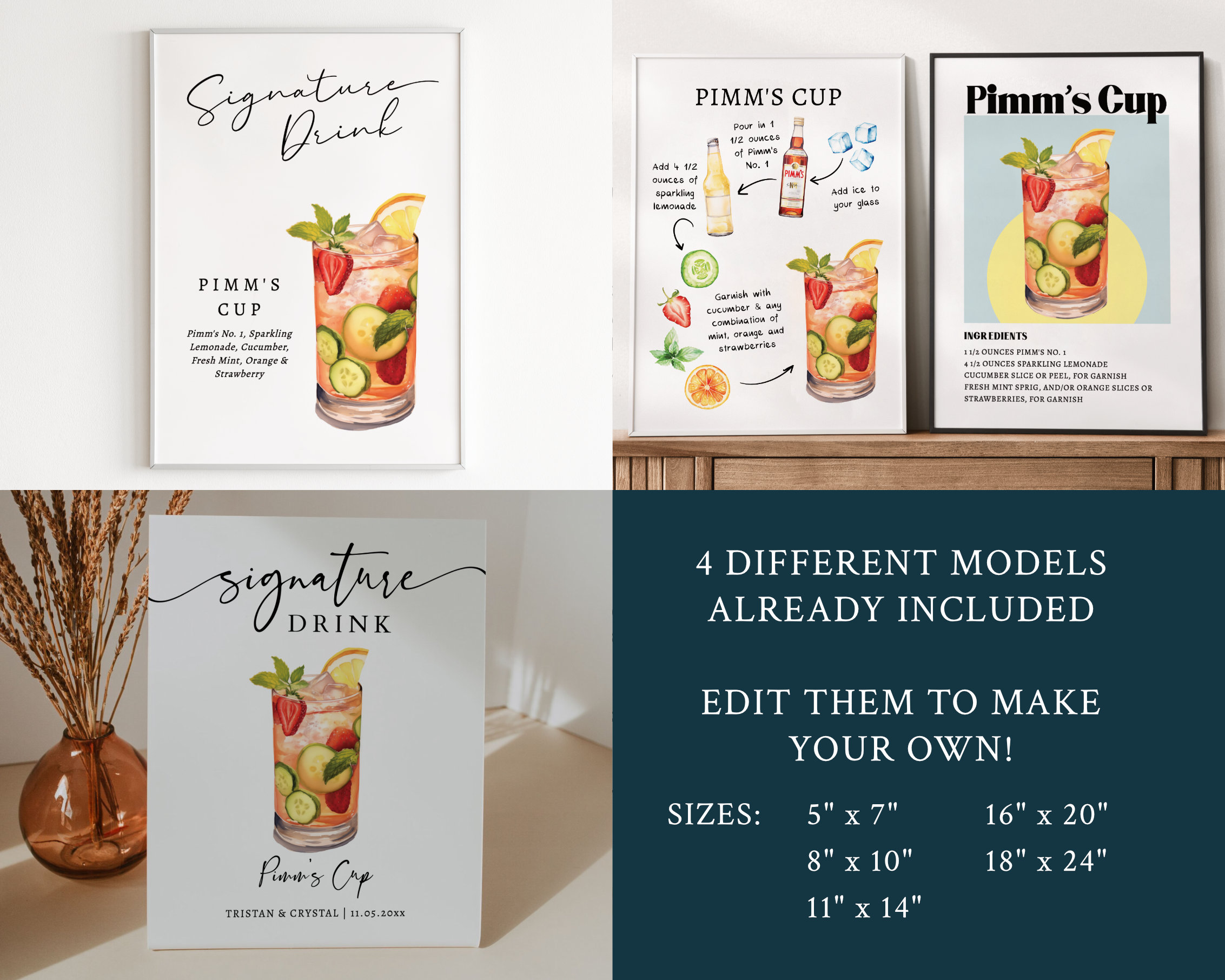 EDITABLE | Pimm's Cup Bar Sign Template, 0042AA - Etsy Australia