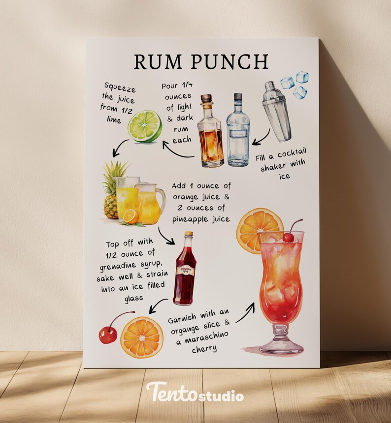 EDITABLE | Rum Punch Bar Sign Template, 0042AA - Etsy
