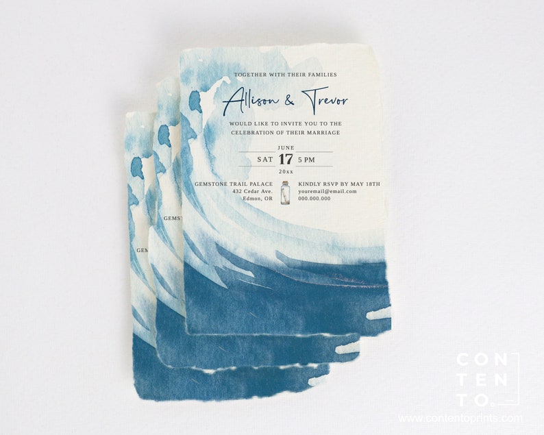 EDITABLE Ocean Wedding Invitation Template Set, 0012AA image 4