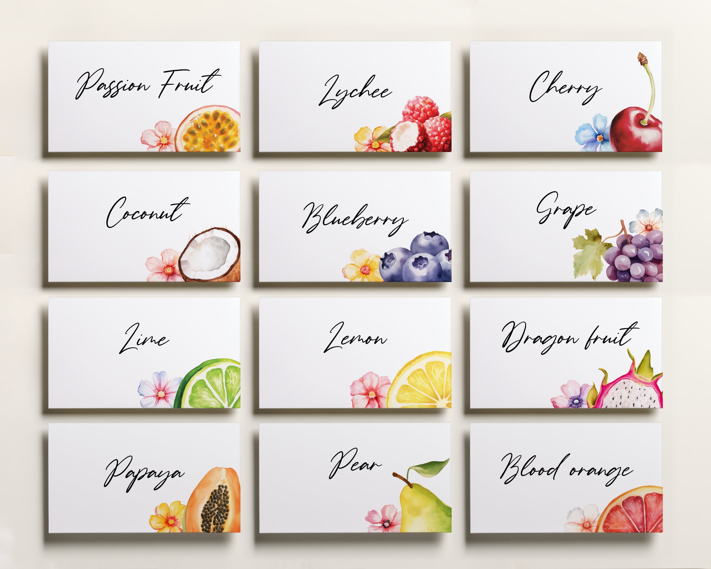 EDITABLE | Fruit Place Cards Template, 0042AA - Etsy