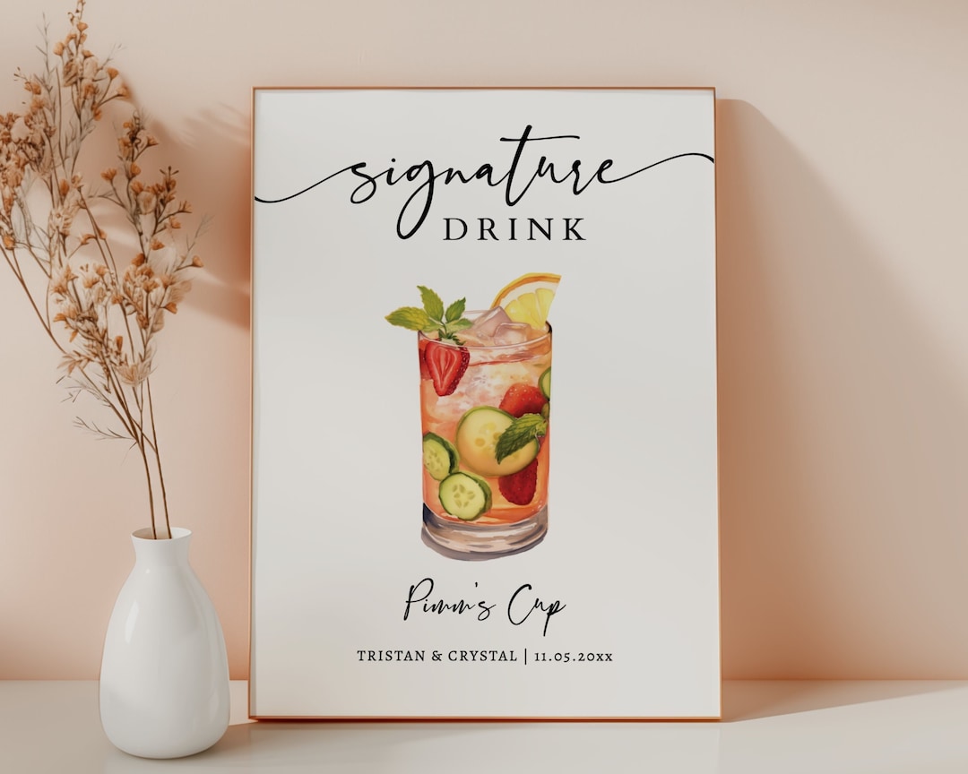 EDITABLE | Pimm's Cup Bar Sign Template, 0042AA - Etsy