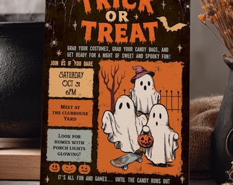 Trick or Treat Invitation, Editable Template, 0058AA
