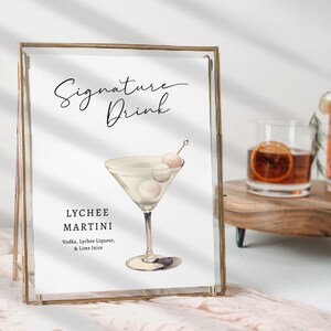 EDITABLE | Lychee Martini Bar Sign Template, 0042AA - Etsy