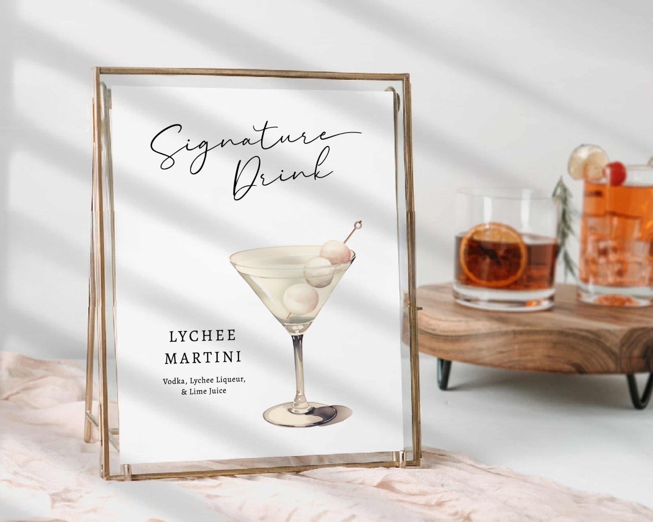 EDITABLE | Lychee Martini Bar Sign Template, 0042AA - Etsy