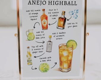 Anejo Highball Cocktail Bar Sign, Editable Template, 0042AA