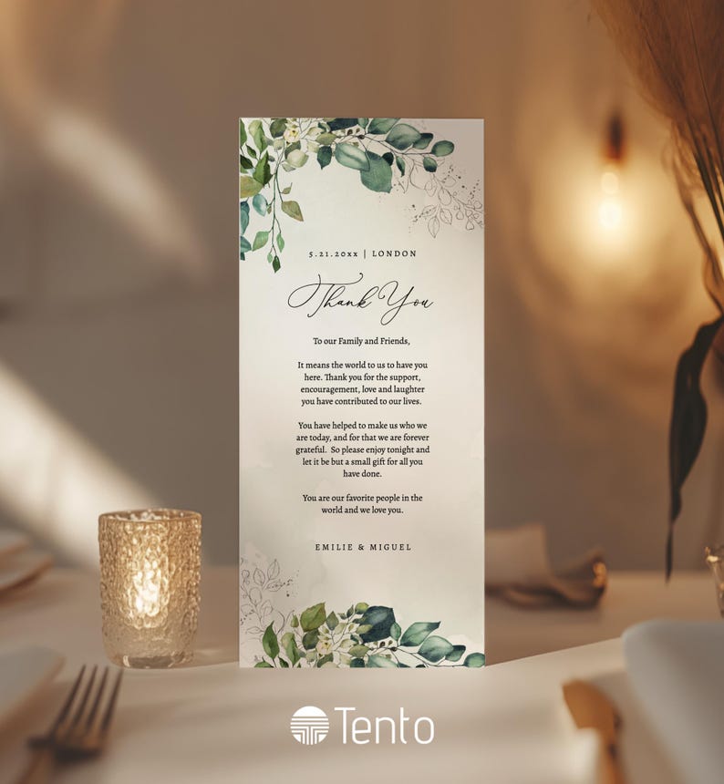 EDITABLE | Eucalyptus and Silver Greenery Thank You Card Template ...