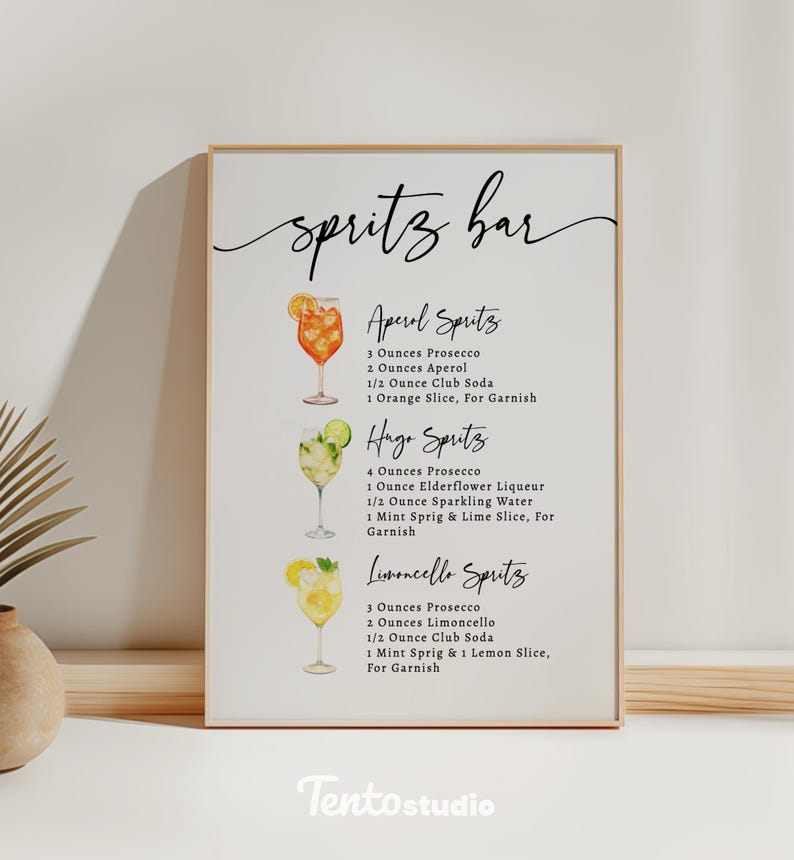 Create a stylish focal point at your bar with the Spritz Bar Sign Template! Featuring editable text, this custom sign is perfect for highlighting your signature cocktails. Ideal for any bar looking to spotlight refreshing and vibrant spritz drinks.