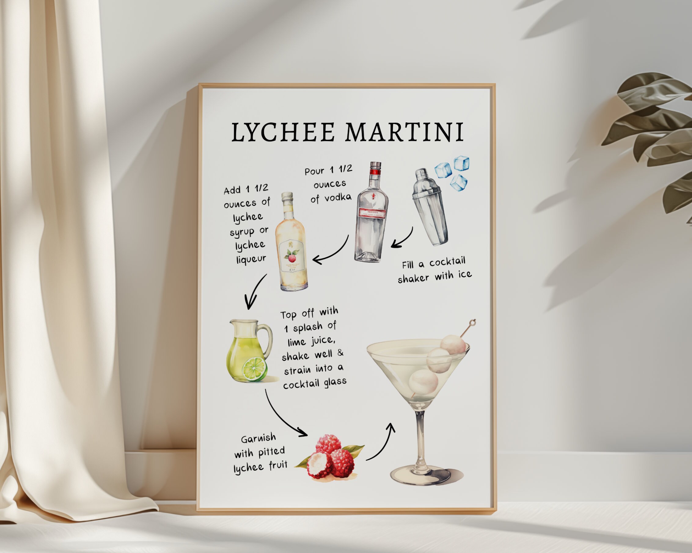 EDITABLE Lychee Martini Bar Sign Template, 0042AA - Etsy