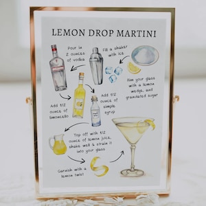 EDITABLE | Lemon Drop Martini Bar Sign Template, 0042AA