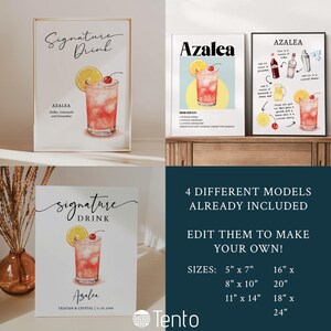 EDITABLE | Azalea Bar Sign Template, 0042AA - Etsy