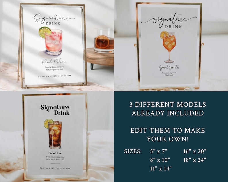 EDITABLE | Signature Drink Sign Template, 0042AA bild 3