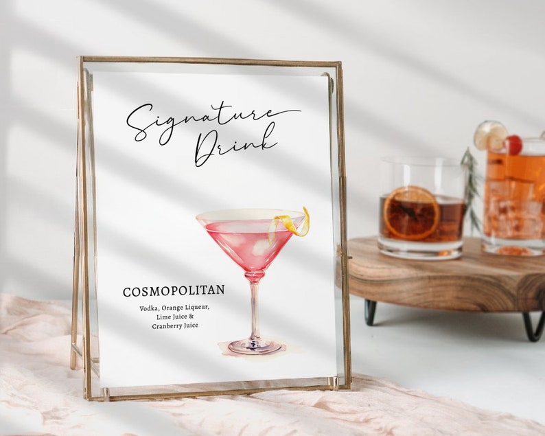 EDITABLE | Cosmopolitan Bar Sign Template, 0042AA - Etsy
