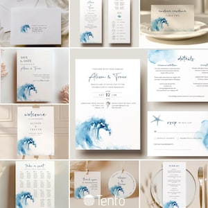 EDITABLE | Ocean Wedding Stationery Templates Bundle, 0012AA