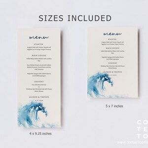 EDITABLE Ocean Menu Card Template, 0012AA - Etsy