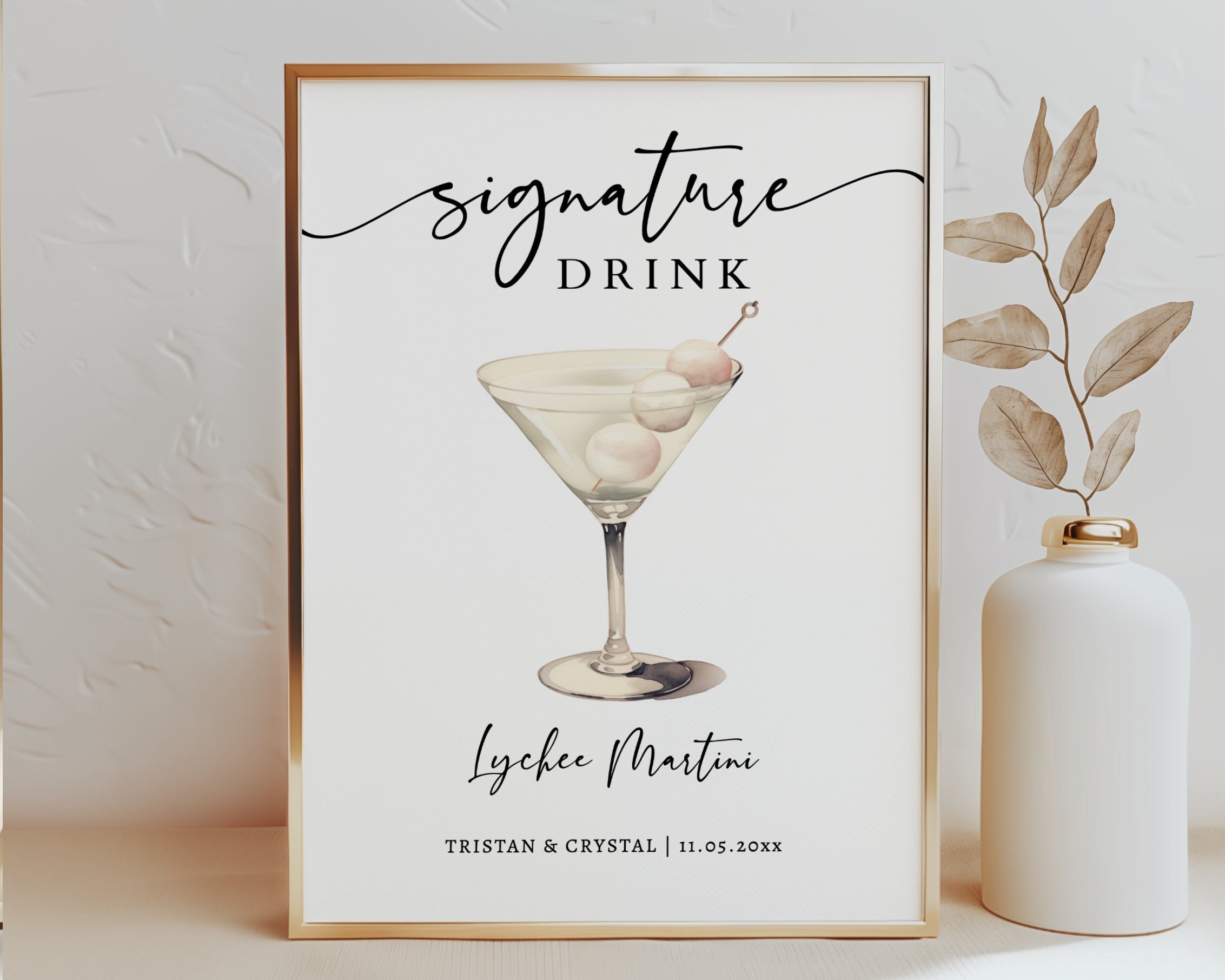 EDITABLE | Lychee Martini Bar Sign Template, 0042AA - Etsy