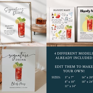 EDITABLE | Bloody Mary Bar Sign Template, 0042AA - Etsy
