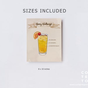 EDITABLE Harvey Wallbanger Cocktail Sign Template, 0007AA image 3