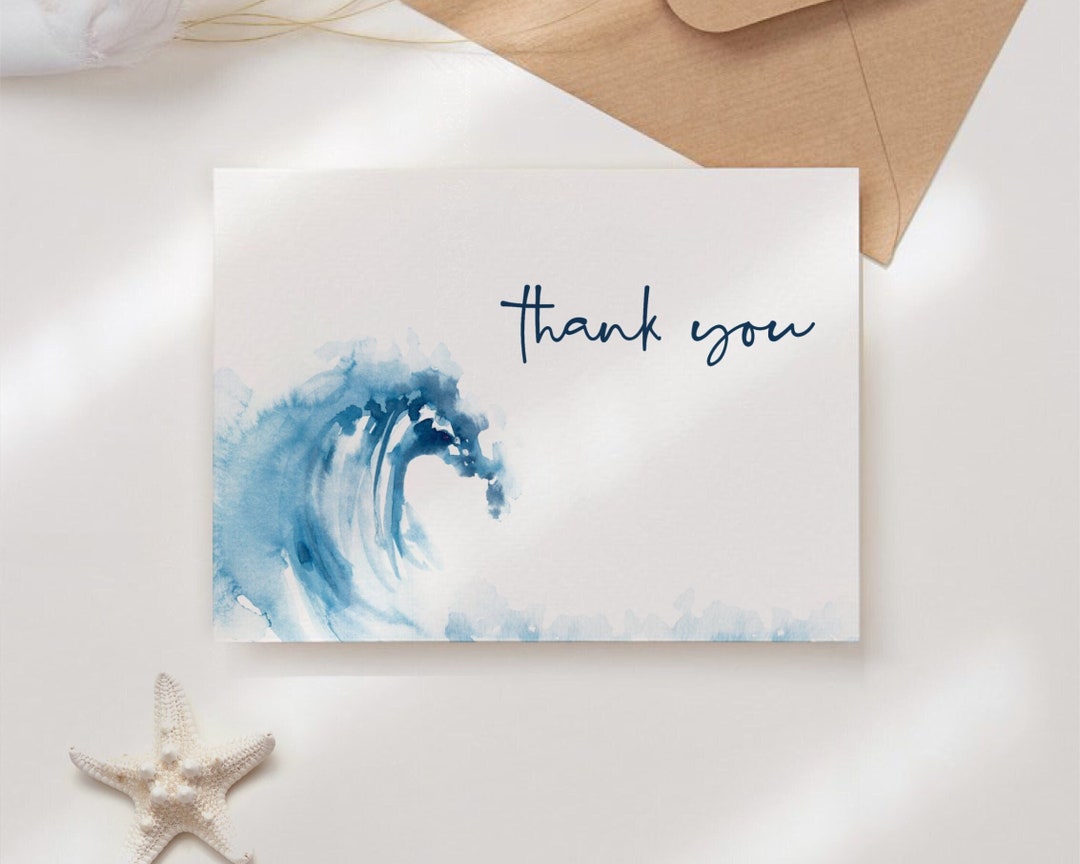 EDITABLE Ocean Thank You Card Template, 0012AA Etsy