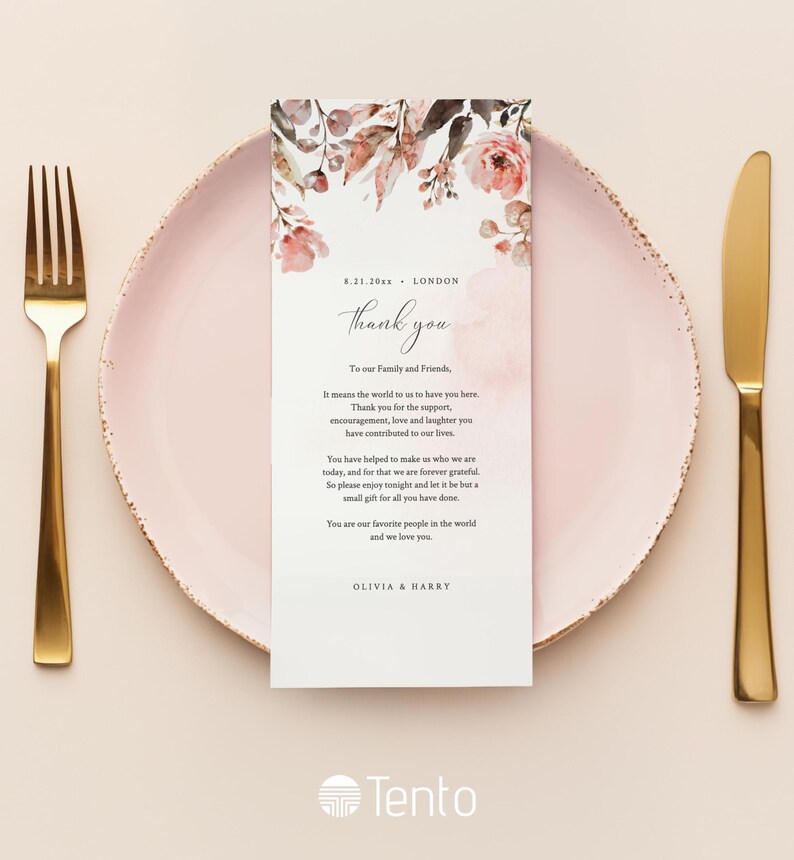 EDITABLE | Floral Thank You Card Template, 0025AA - Etsy