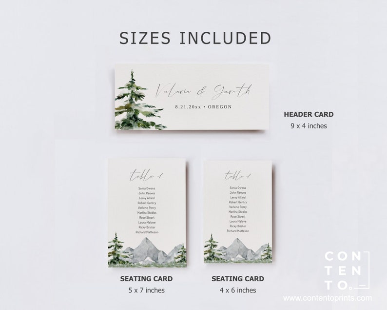 EDITABLE Mountain Seating Chart Template, Hanging Cards, 0018AA Etsy