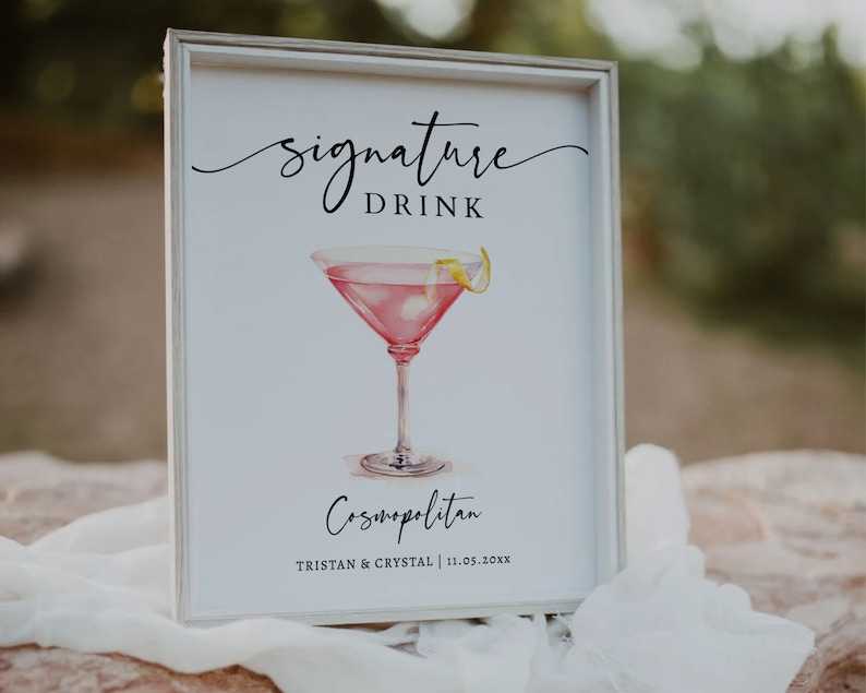 EDITABLE | Cosmopolitan Bar Sign Template, 0042AA - Etsy