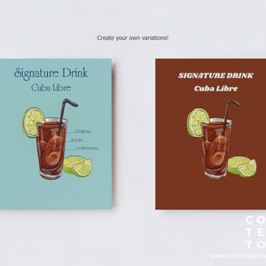 EDITABLE Cuba Libre Cocktail Sign Template, 0007AA image 2