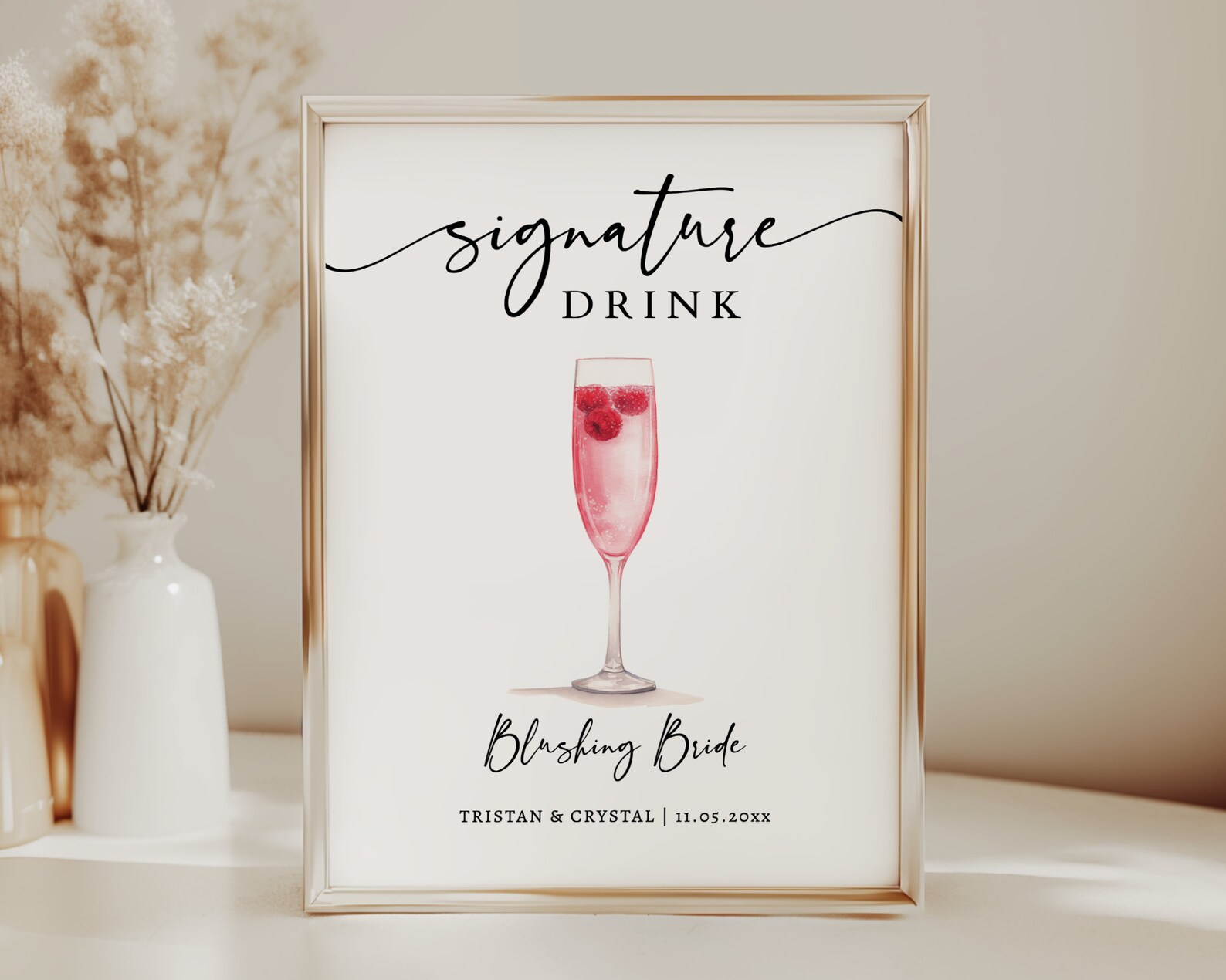 EDITABLE | Blushing Bride Bar Sign Template, 0042AA - Etsy
