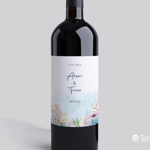EDITABLE | Coral Wine Bottle Label Template, 0035AA