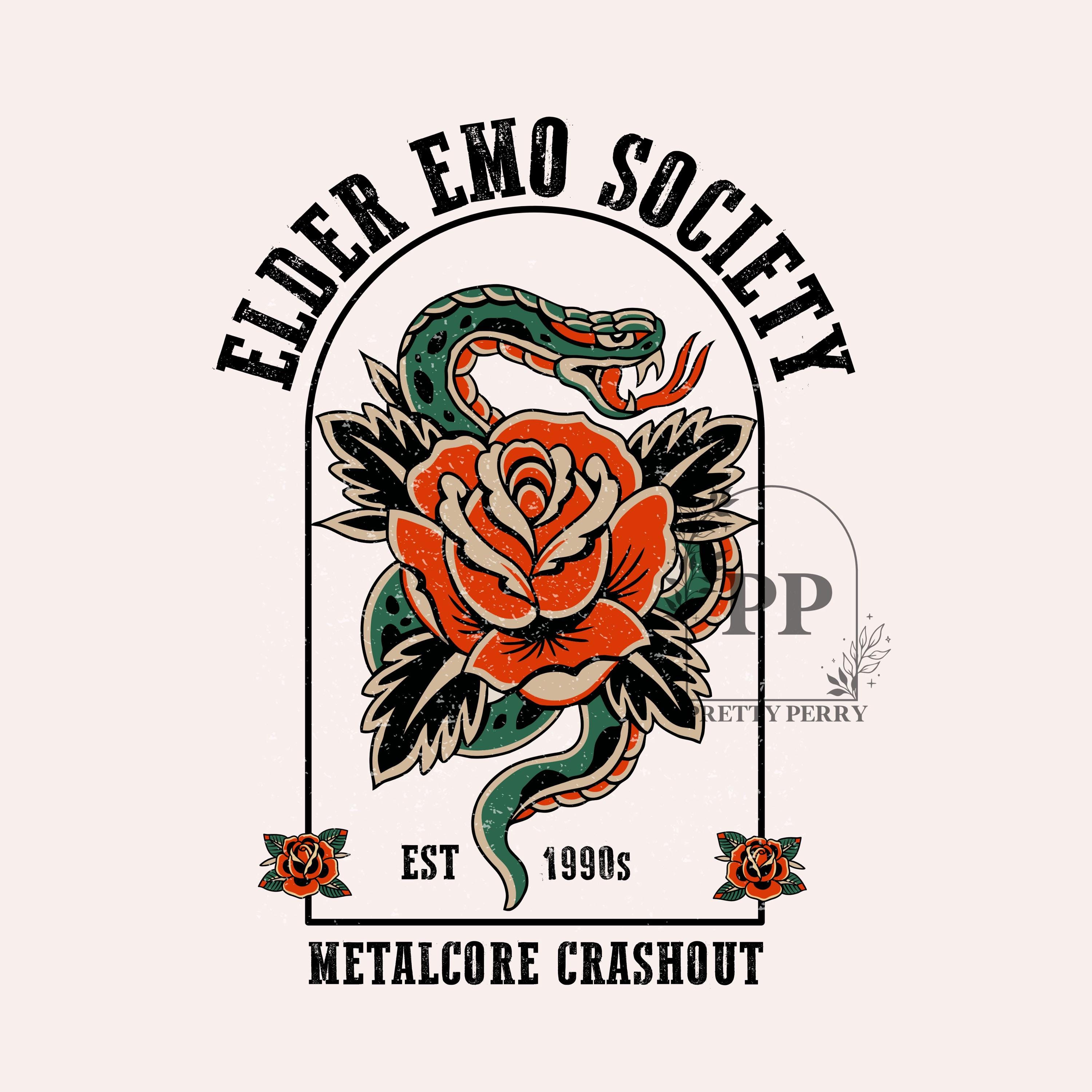 Elder Emo Png, Retro Tattoo Sublimation Design, Grunge Trendy Emo Millennial Digital Design, Emo Mom Club PNG