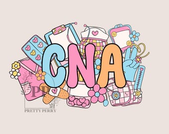 CNA Coquette PNG, Groovy Nurse Assistant Png, Trendy CNA Sublimation Design, Nursing Bow Design, Smiley Retro Nurse Design