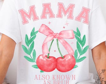 Mamá coqueta retro PNG, diseño de camiseta de mamá a cuadros desgastados, diseño de mamá cereza de moda, mamá a cuadros PNG, sublimación de mamá primaveral