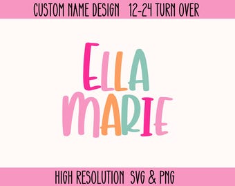 Custom Name PNG, Little Girl Name design, Trendy Colorful Name Download, Kid Name PNG, Personalized Name shirt, Tumbler Name Design Download