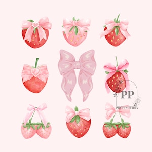 Coquette Strawberry PNG, Trendy Berry Spring Summer PNG, Strawberry Bow Shirt Design,  Retro Summer Png, Strawberry Aesthetic Cottagecore