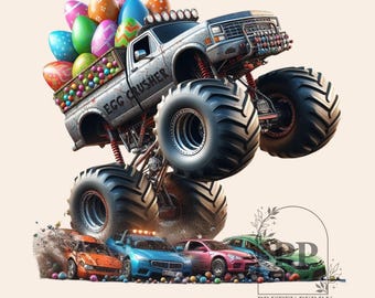 Monster Truck Pasqua PNG, Bambini alla moda Pasqua, Monster Truck Pasqua PNG, Bambini Pasqua Sublimazione Design, Monster Truck Pasqua PNG