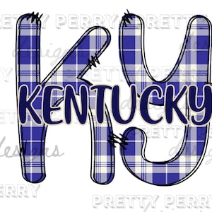 Kentucky UK KY Doodle Font Plaid Sublimation PNG Design
