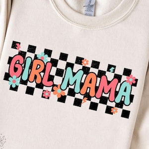 Retro Girl Mama PNG, Distressed Checker Mom Shirt Design, Trendy Girl Mom Design, Checkered Mama PNG, Mama Spring Sublimation