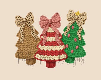 Faux Knitted Christmas Tree PNG, Trendy Christmas Crocheted Design, Tree Cake Design Sublimation
