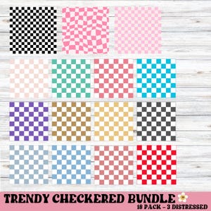 Checkered Bundle, Distressed Checkered Patterns, Digital Checkered Pattern Paper
