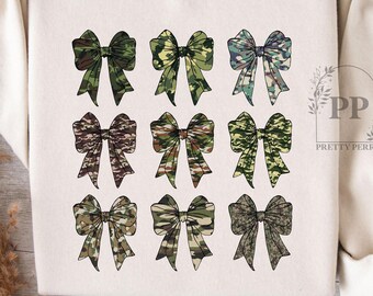 Camo Coquette PNG, Bow Png, Trendy Bow Design, Bow Design, Camo Hunting Png Design Digital