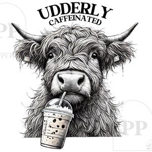 Highland Cow Coffee | Highland Cow Coffee Sublimation PNG Design | Funny, Trending Coffee PNG