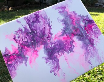 Pink n Purple love Acrylic Pour Painting