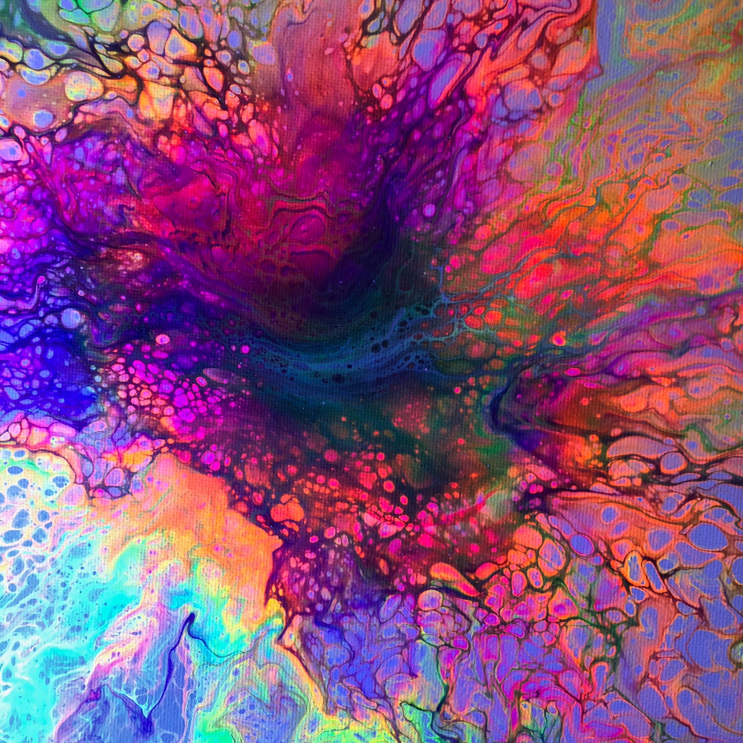 12x12 Neon Acrylic Pour Painting on Canvas Etsy