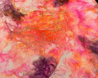 Pink/Orange/Purple Love acrylic pour painting