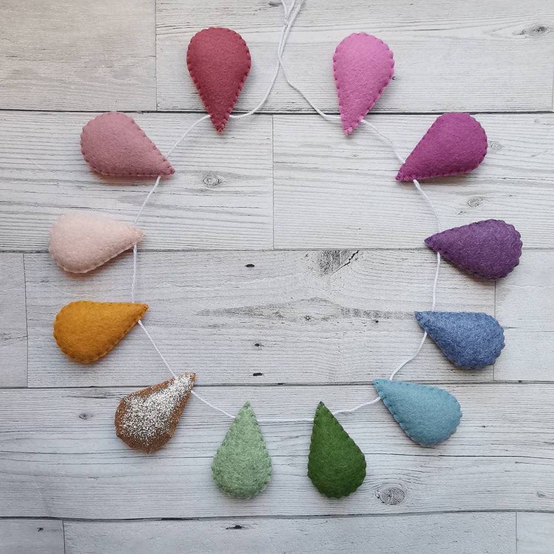 Droplet Garland Nursery Garland Raindrop Garland Rainbow Etsy