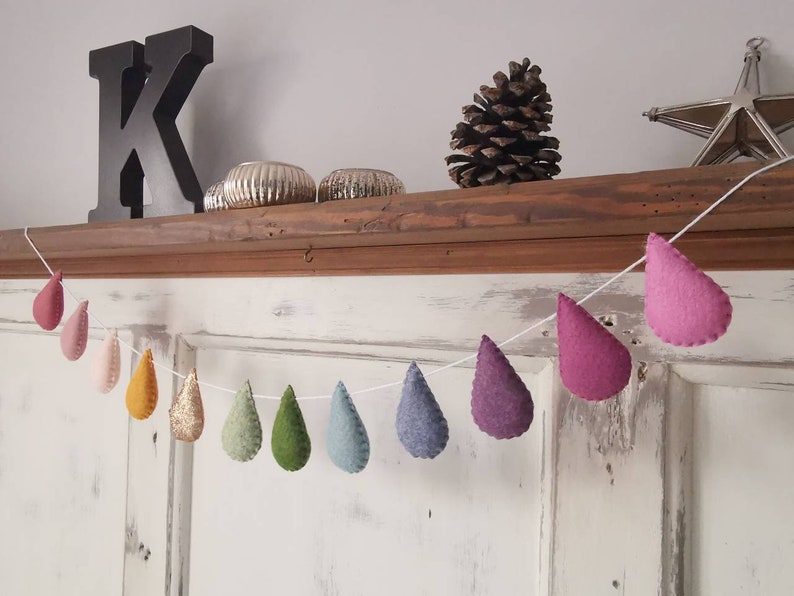 Droplet Garland Nursery Garland Raindrop Garland Rainbow Etsy