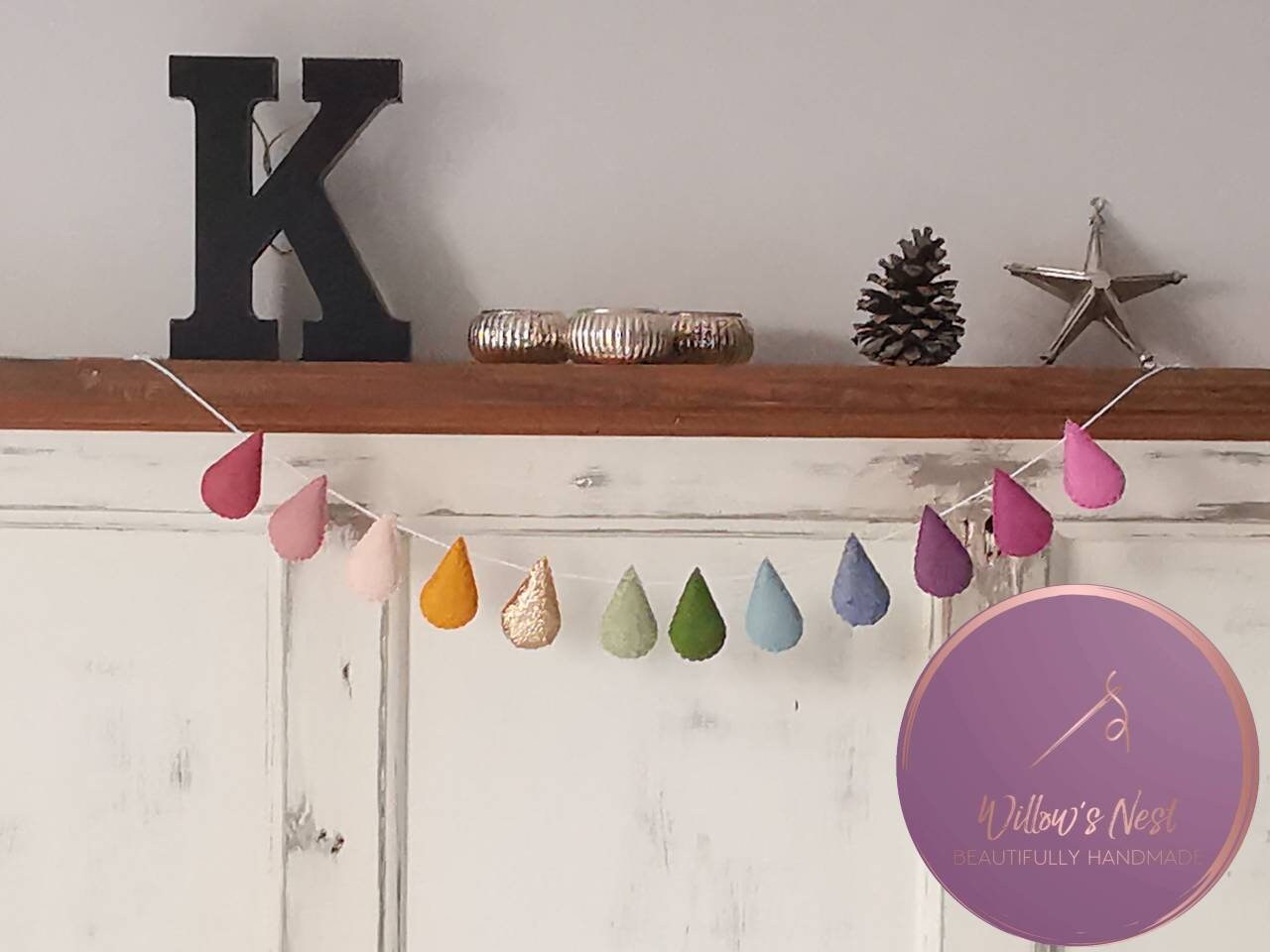 Droplet Garland Nursery Garland Raindrop Garland Rainbow Etsy